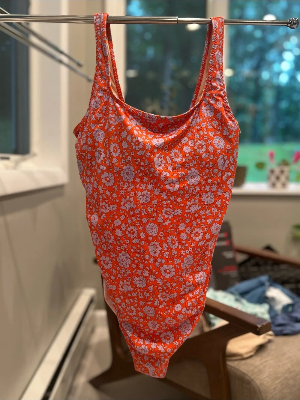 A Pea in the Pod Orange and White Floral One-Piece
